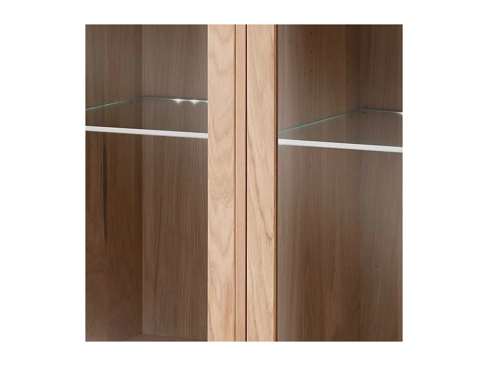 Sidebord Vitrine mit LED Beleuchtung Wildeiche Massivholz Bianco geölt