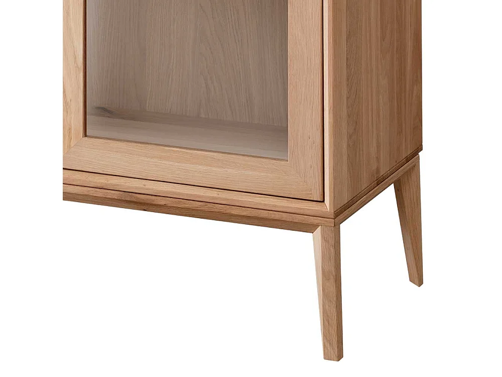 Sidebord Vitrine mit LED Beleuchtung Wildeiche Massivholz Bianco geölt