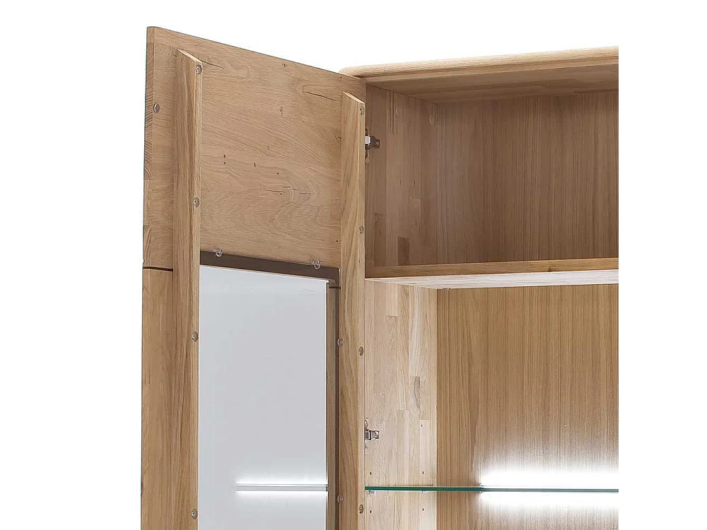 Vitrine massiv in Eiche Bianco 1-türig