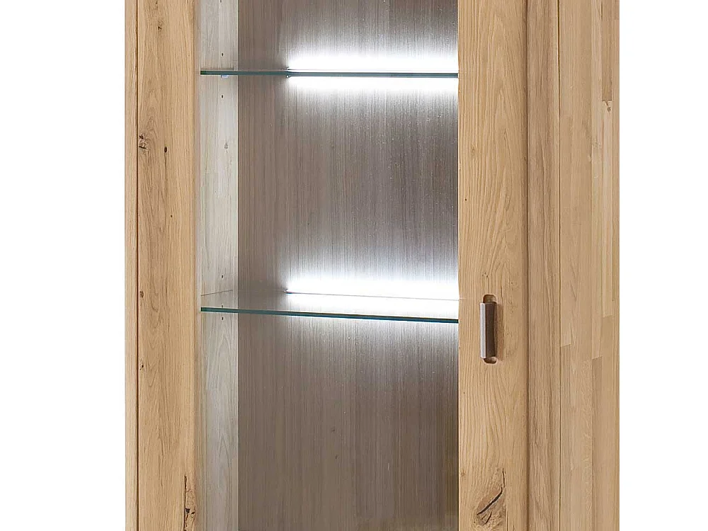 Vitrine massiv in Eiche Bianco 1-türig