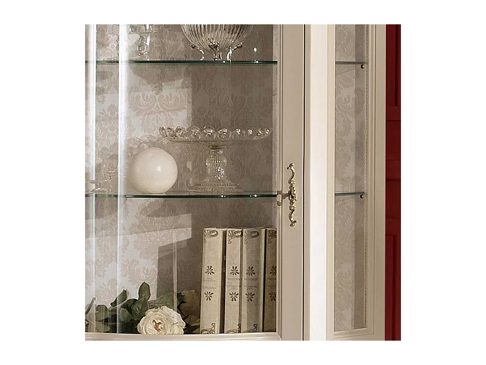 Barock Vitrine in Weiß und Goldfarben 80 cm breit