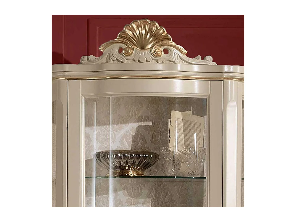 Barock Vitrine in Weiß und Goldfarben 80 cm breit