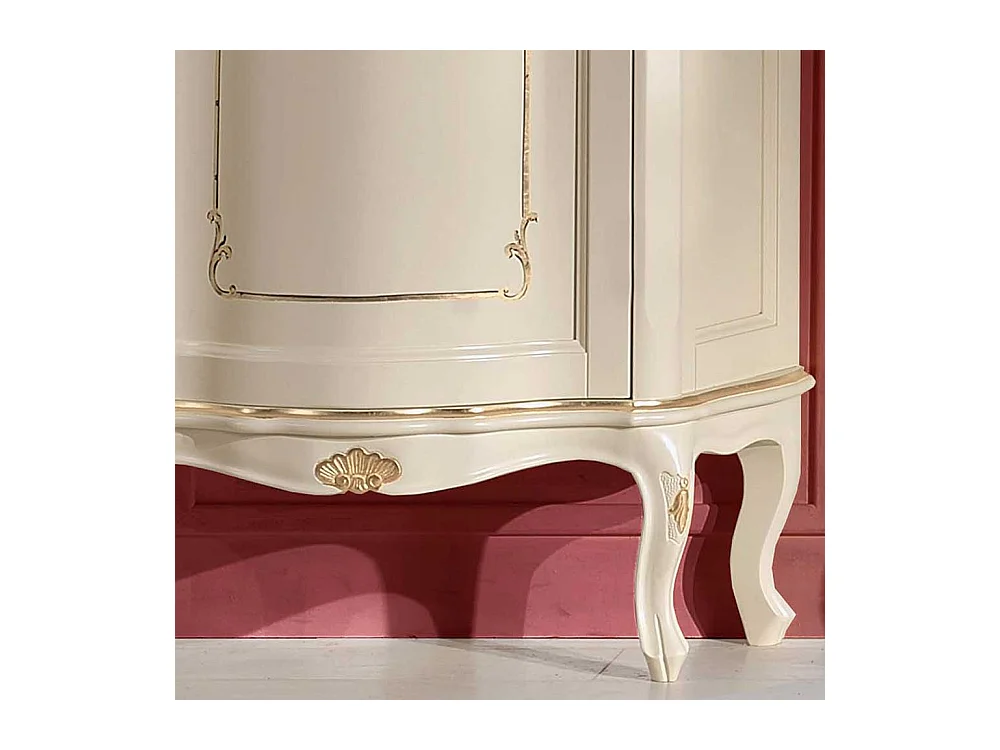 Barock Vitrine in Weiß und Goldfarben 80 cm breit