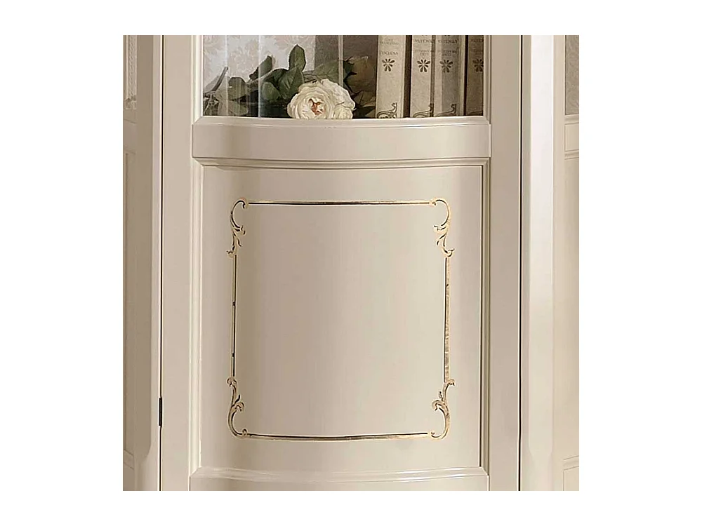 Barock Vitrine in Weiß und Goldfarben 80 cm breit