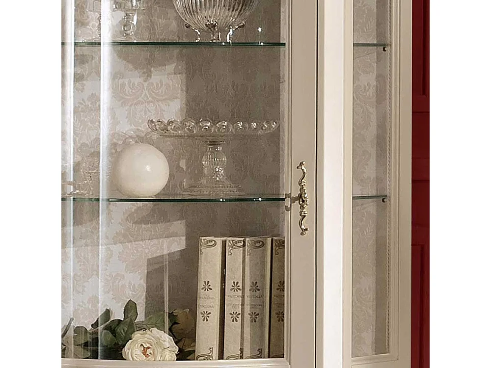 Barock Vitrine in Weiß und Goldfarben 80 cm breit