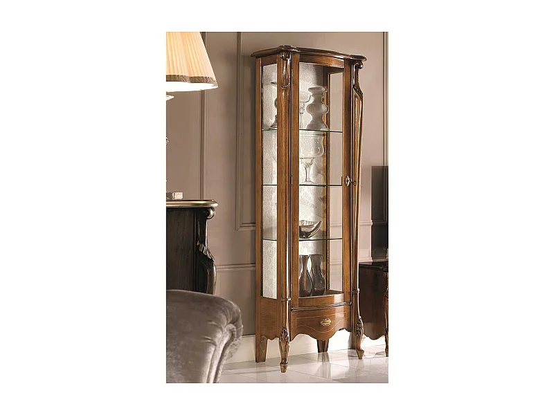 Vitrine Barock in italienischem Design Nussbaumfarben