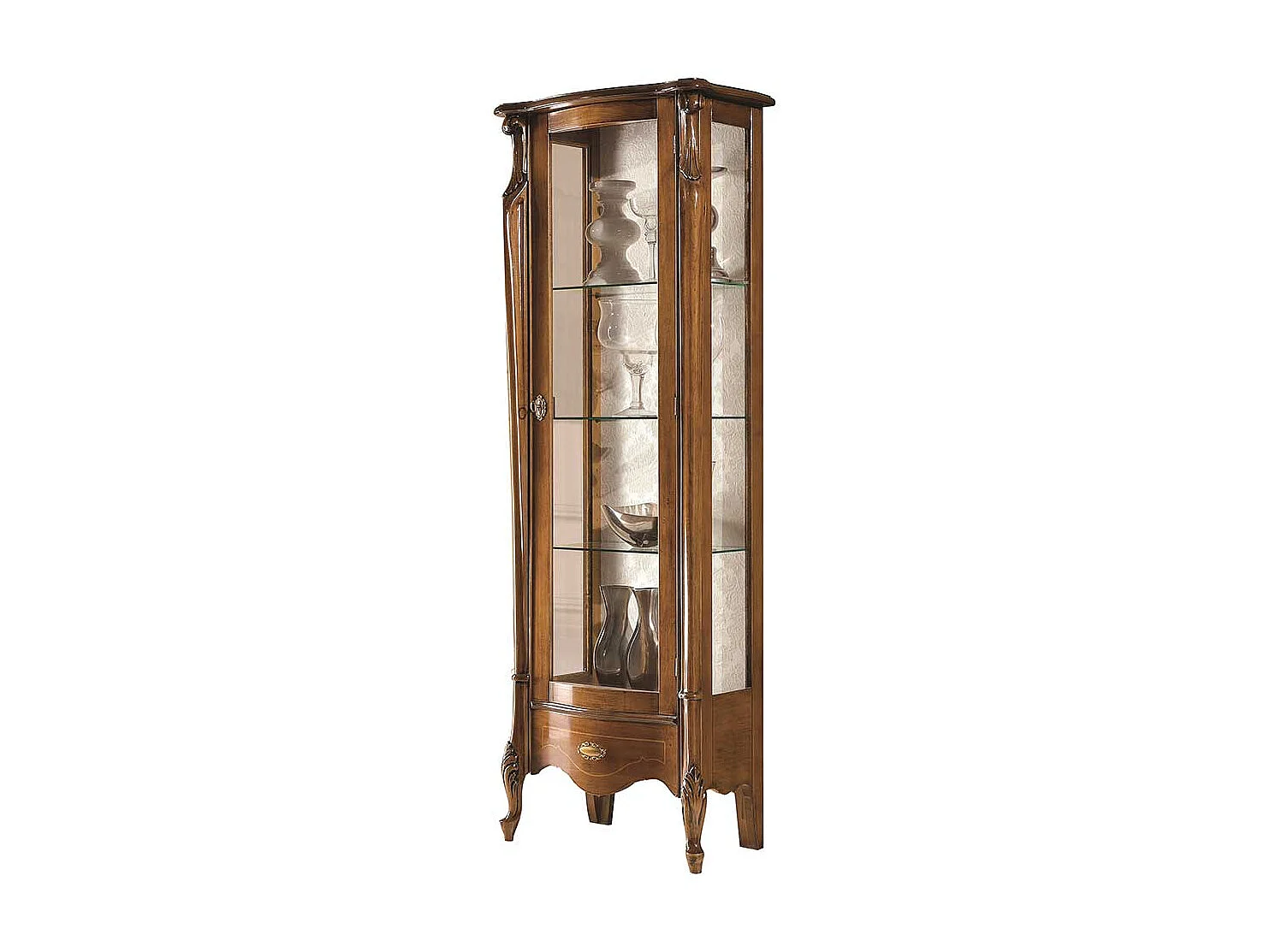 Vitrine Barock in italienischem Design Nussbaumfarben