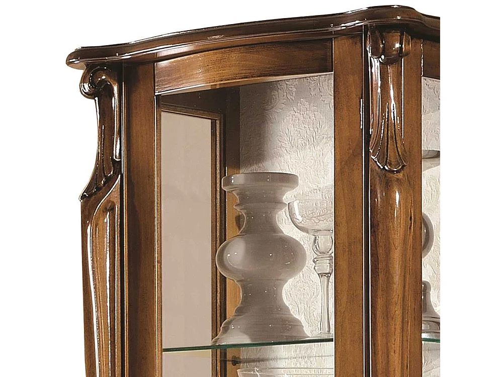 Vitrine Barock in italienischem Design Nussbaumfarben