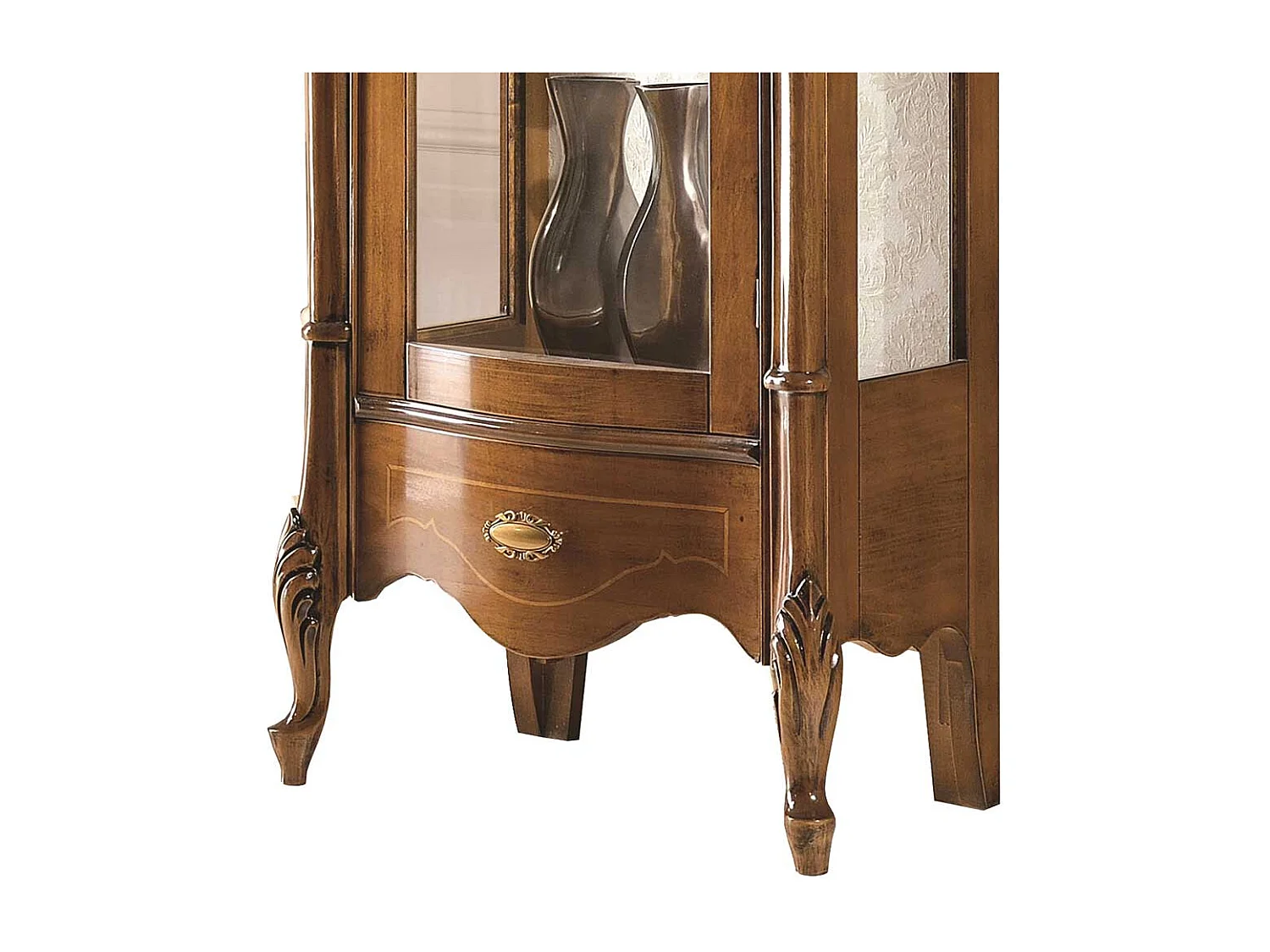 Vitrine Barock in italienischem Design Nussbaumfarben