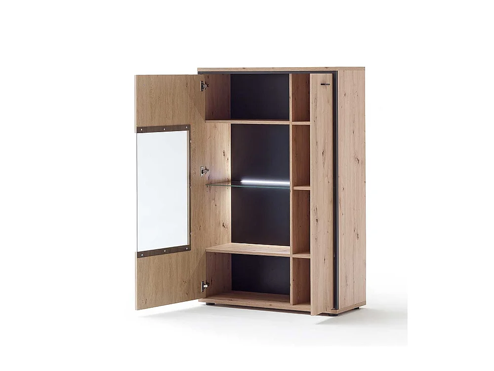 Vitrinenschrank in Eichefarben und Anthrazit modern