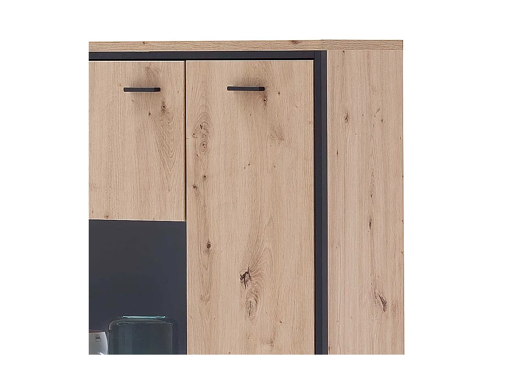Vitrinenschrank in Eichefarben und Anthrazit modern