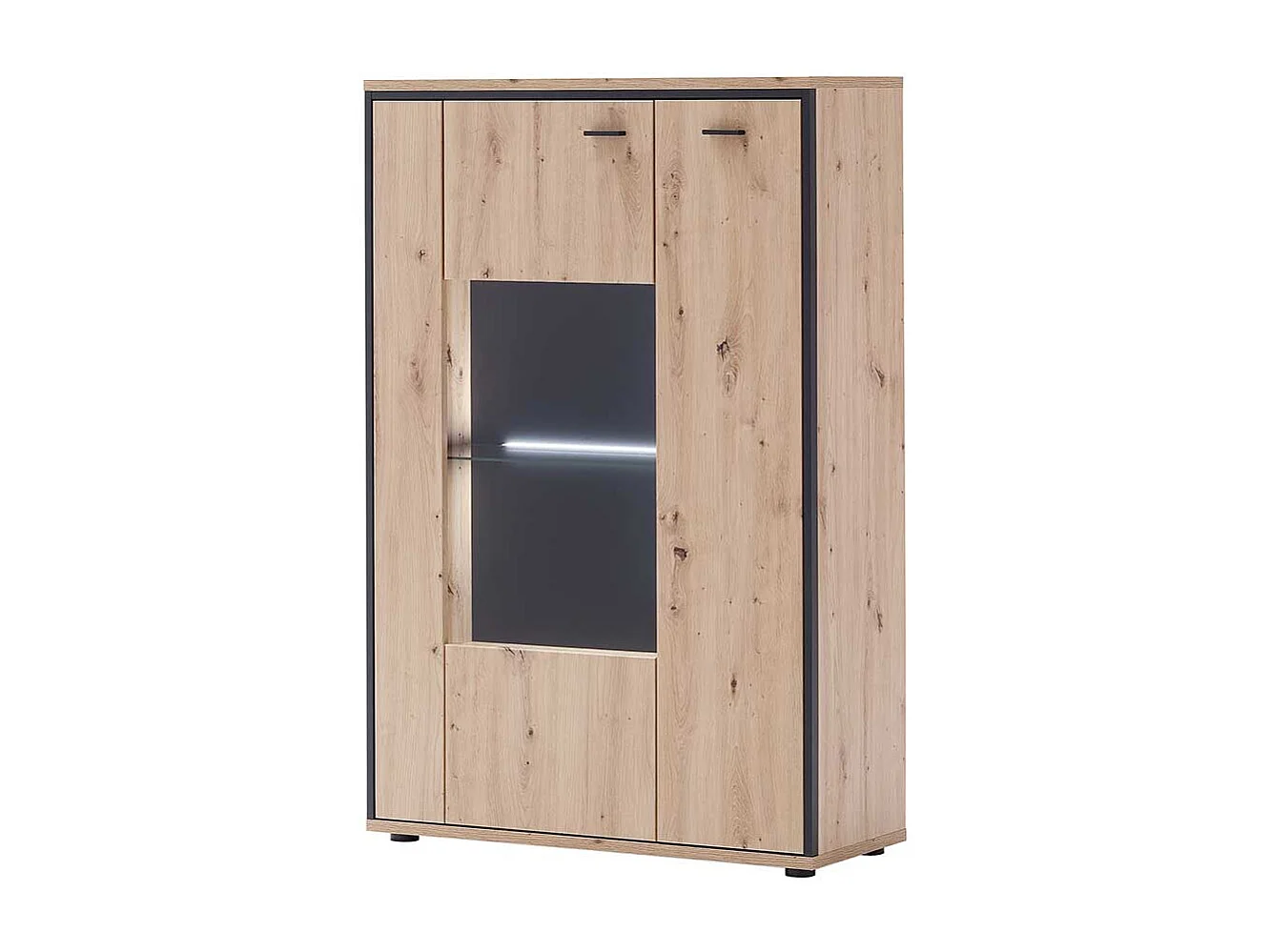 Vitrinenschrank in Eichefarben und Anthrazit modern