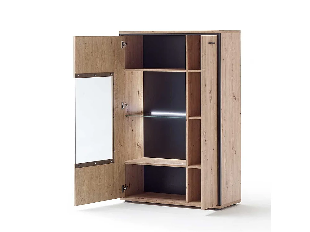 Vitrinenschrank in Eichefarben und Anthrazit modern