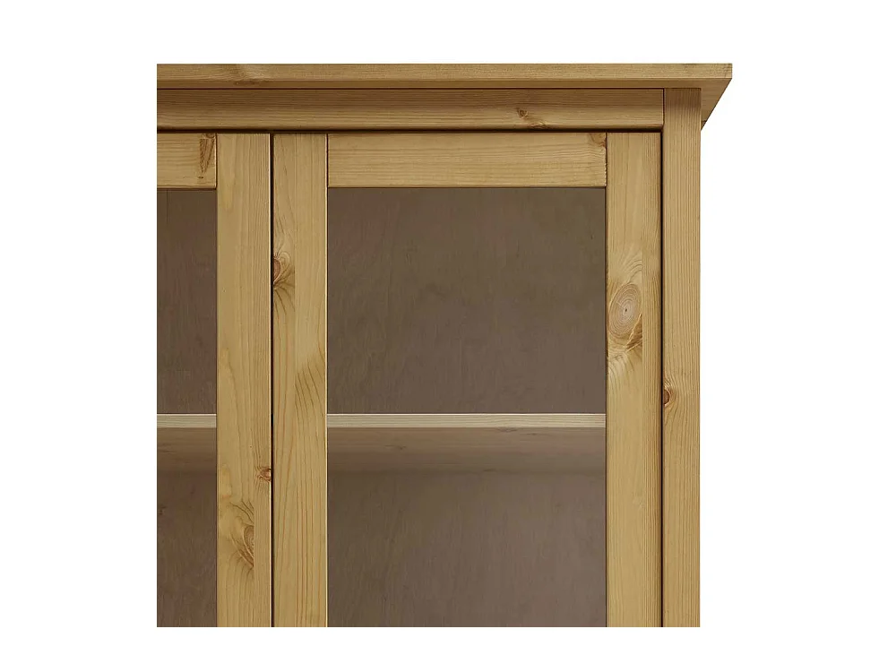 Esszimmer Vitrinenschrank aus Kiefer Massivholz zwei Schubladen