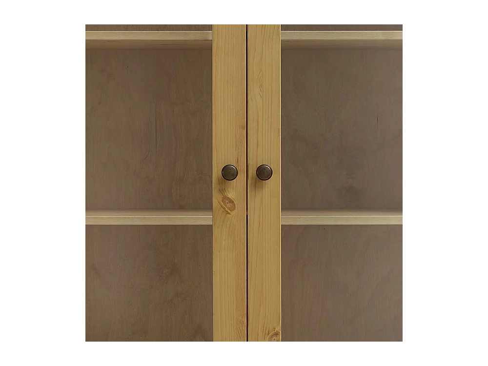 Esszimmer Vitrinenschrank aus Kiefer Massivholz zwei Schubladen