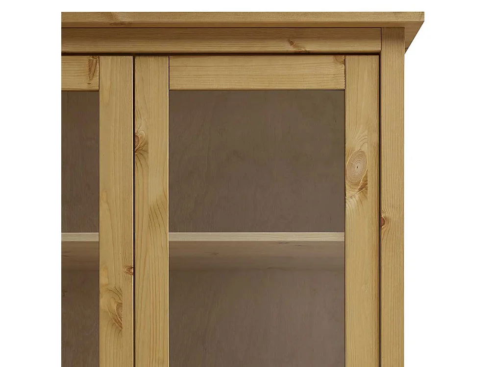 Esszimmer Vitrinenschrank aus Kiefer Massivholz zwei Schubladen