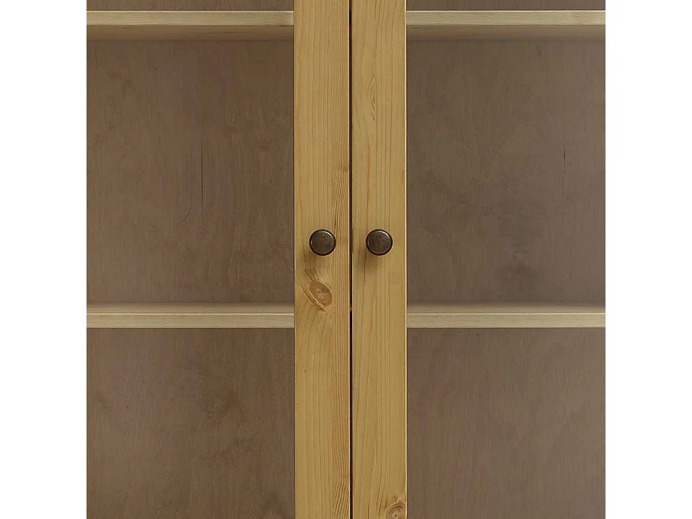 Esszimmer Vitrinenschrank aus Kiefer Massivholz zwei Schubladen