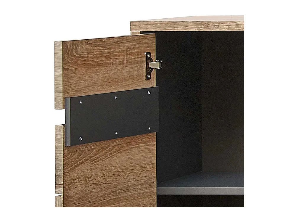 Esszimmer Highboard Vitrine in Wildeichefarben LED Beleuchtung