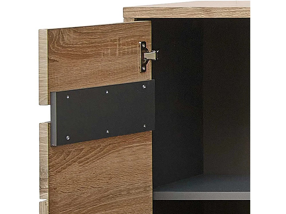 Esszimmer Highboard Vitrine in Wildeichefarben LED Beleuchtung