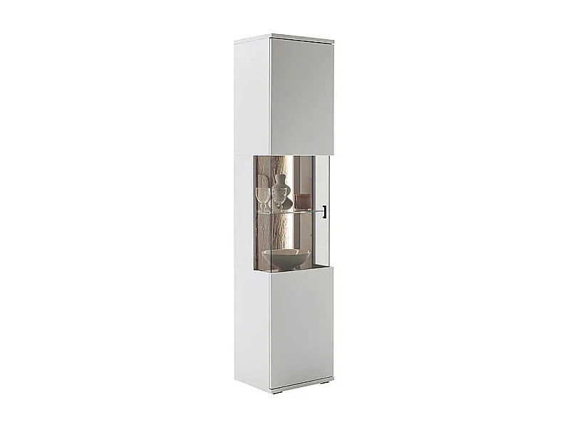 Schrank Vitrine modern 199 cm hoch lichtgrau melaminbeschichtet