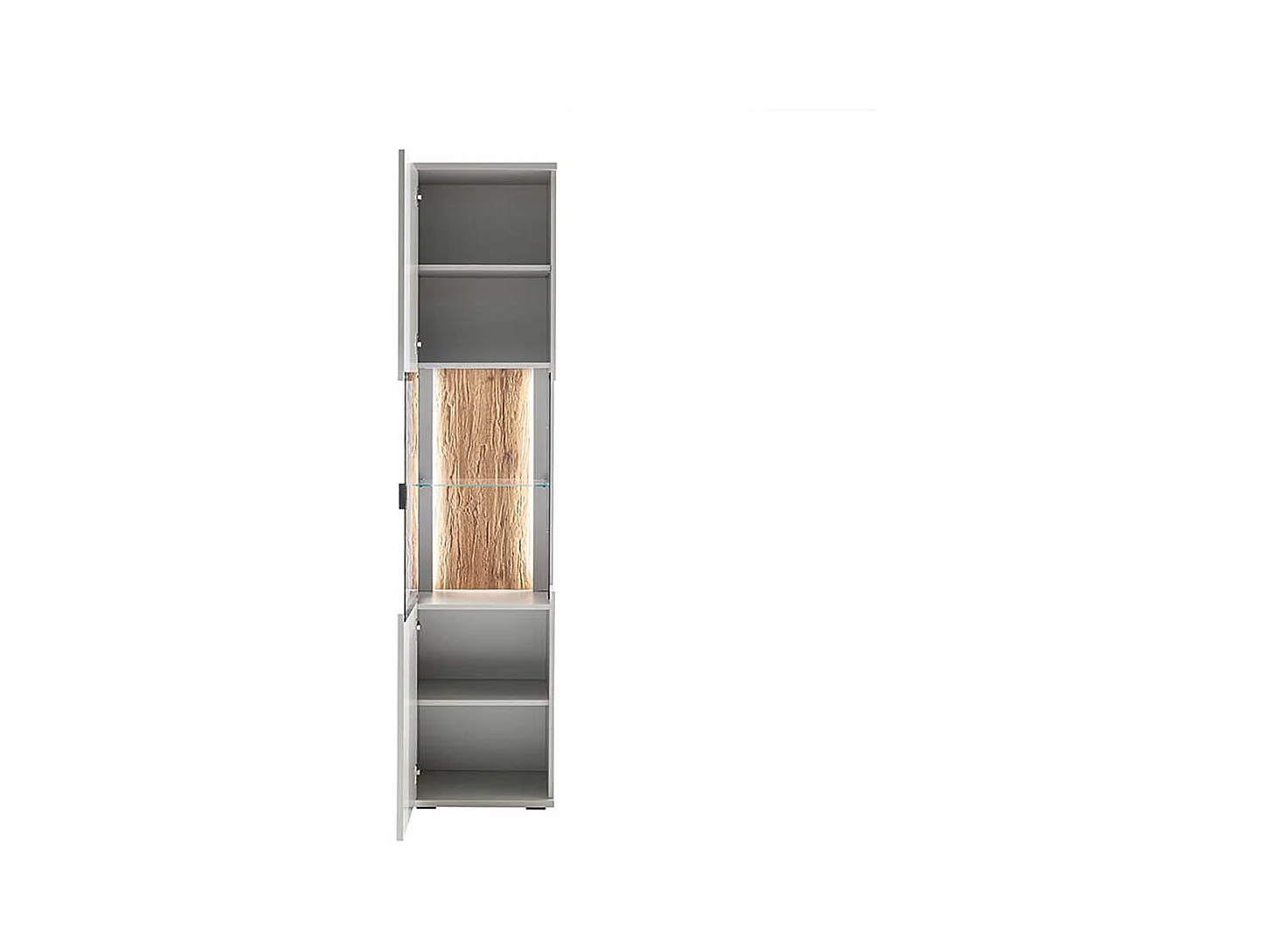 Schrank Vitrine modern 199 cm hoch lichtgrau melaminbeschichtet