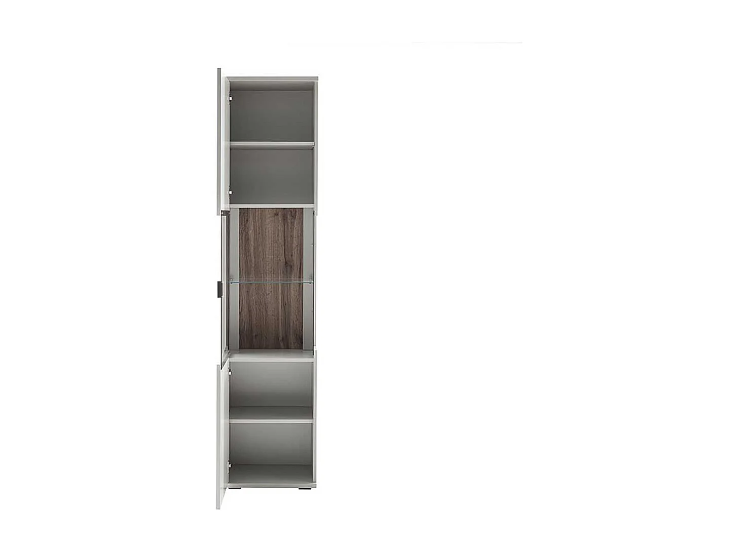Schrank Vitrine modern 199 cm hoch lichtgrau melaminbeschichtet