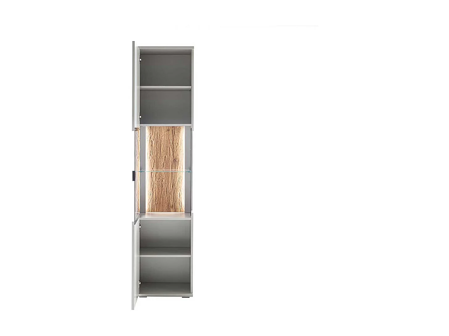 Schrank Vitrine modern 199 cm hoch lichtgrau melaminbeschichtet