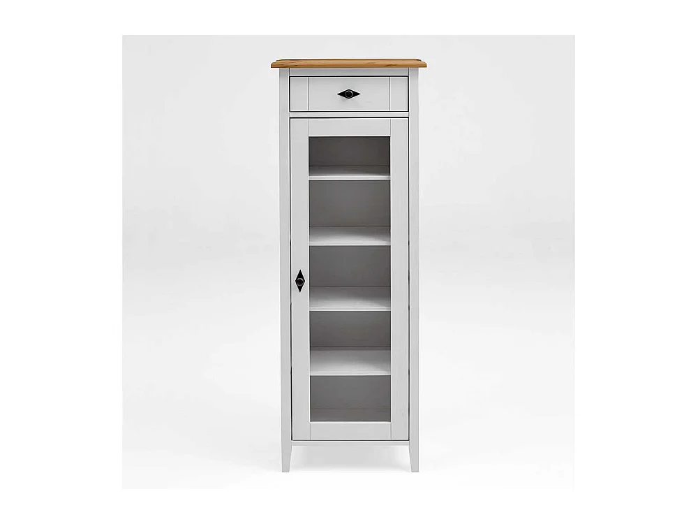 Badezimmer Vitrine in Weiß Kiefer teilmassiv 55 cm breit