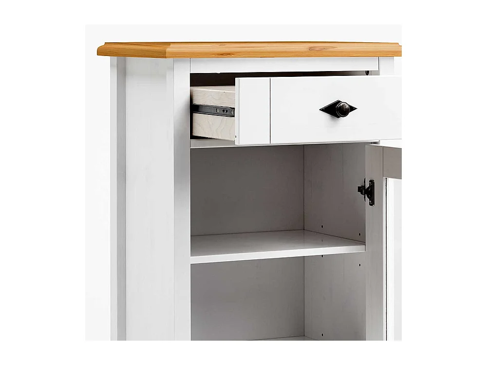 Badezimmer Vitrine in Weiß Kiefer teilmassiv 55 cm breit