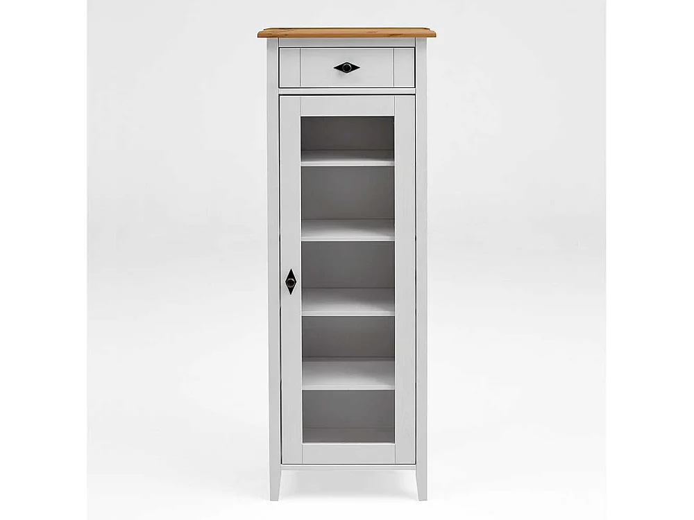 Badezimmer Vitrine in Weiß Kiefer teilmassiv 55 cm breit