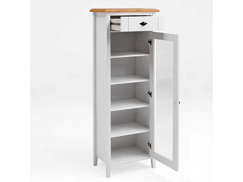 Badezimmer Vitrine in Weiß Kiefer teilmassiv 55 cm breit