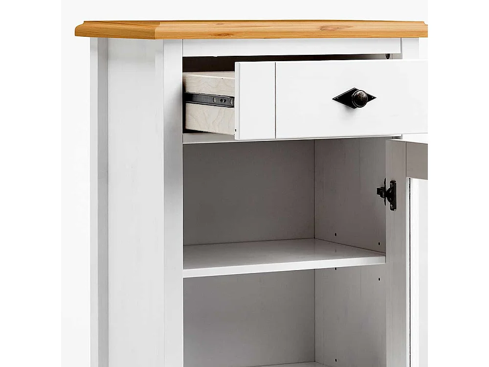 Badezimmer Vitrine in Weiß Kiefer teilmassiv 55 cm breit