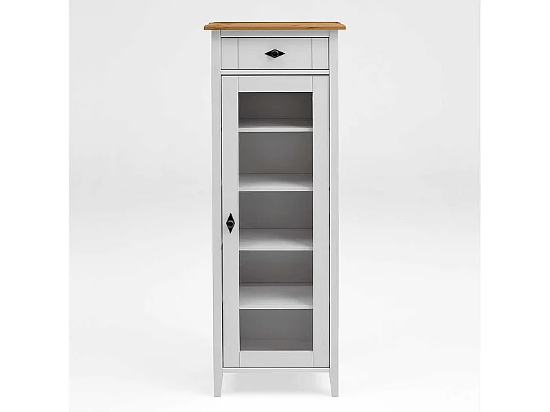 Badezimmer Vitrine in Weiß Kiefer teilmassiv 55 cm breit