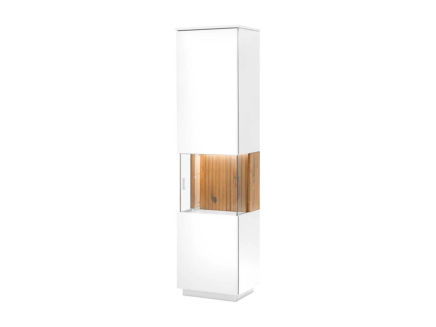 Wohnzimmer Schrank Vitrine in Eiche Bianco und Weiß 204 cm hoch