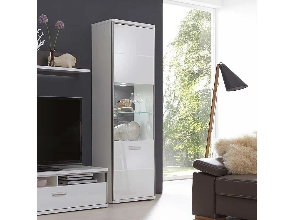 Vitrine in Weiß Hochglanz 200 cm hoch