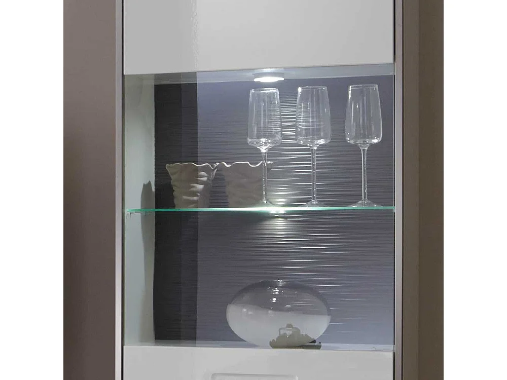 Vitrine in Weiß Hochglanz 200 cm hoch