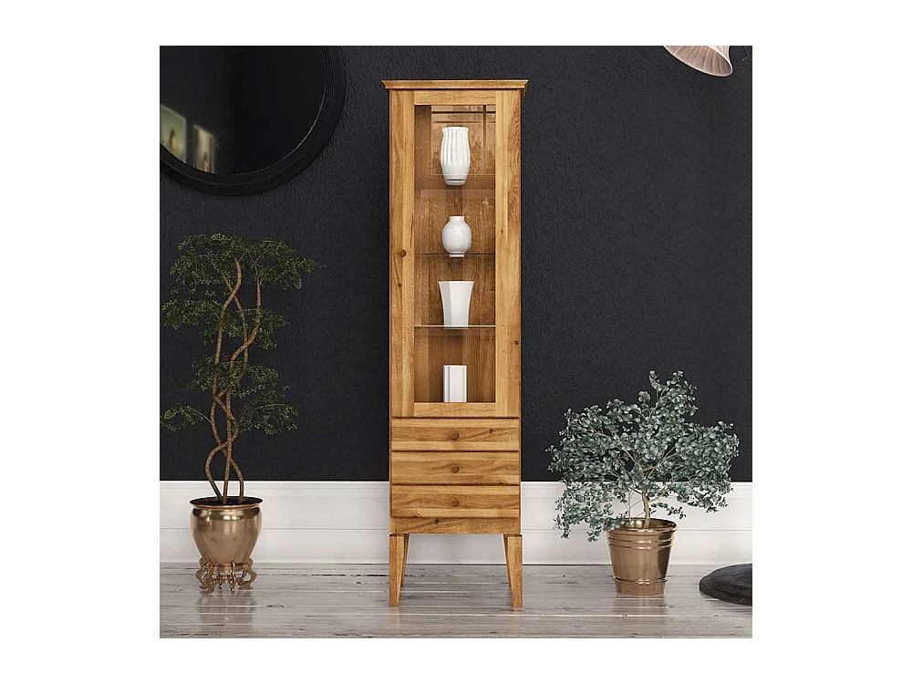 Vitrine aus Wildeiche Massivholz 50 cm breit