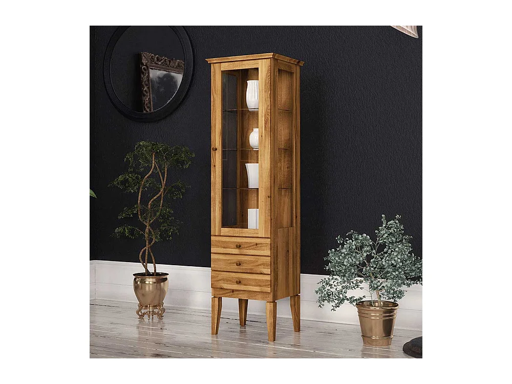 Vitrine aus Wildeiche Massivholz 50 cm breit