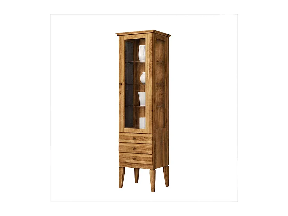Vitrine aus Wildeiche Massivholz 50 cm breit