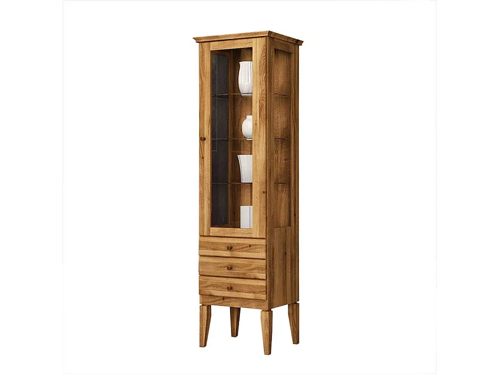 Vitrine aus Wildeiche Massivholz 50 cm breit