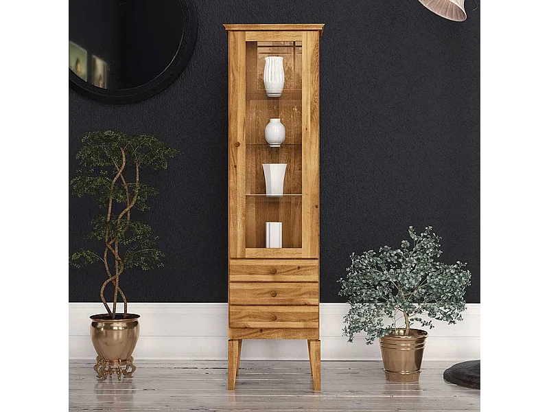 Vitrine aus Wildeiche Massivholz 50 cm breit