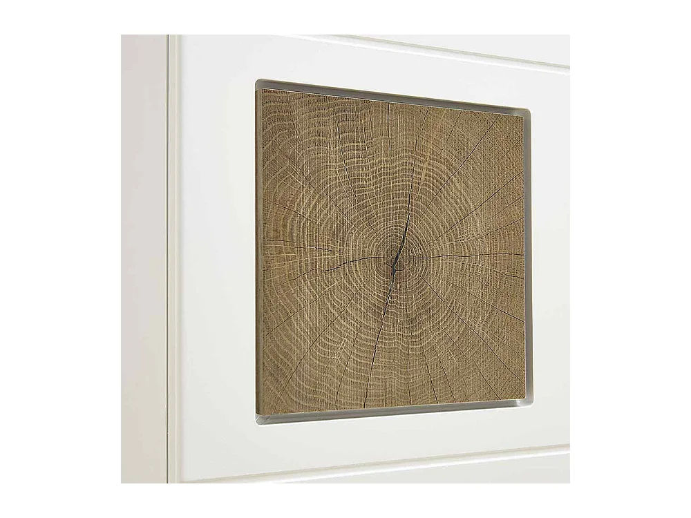 Highboard Vitrine in Weiß Holz Dekor LED Beleuchtung