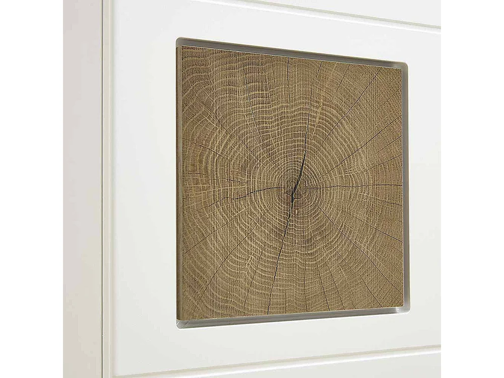 Highboard Vitrine in Weiß Holz Dekor LED Beleuchtung