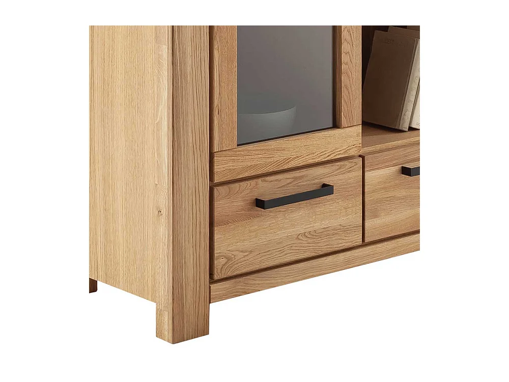 Vitrinenschrank Wohnzimmervitrine mit Glastür und zwei Schubladen