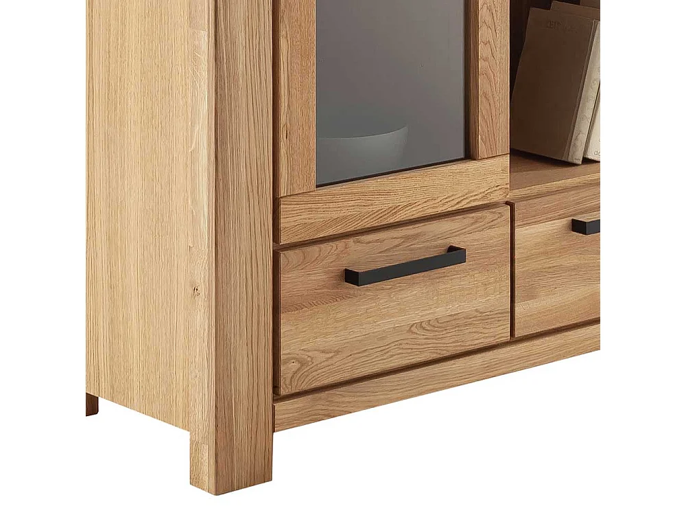 Vitrinenschrank Wohnzimmervitrine mit Glastür und zwei Schubladen