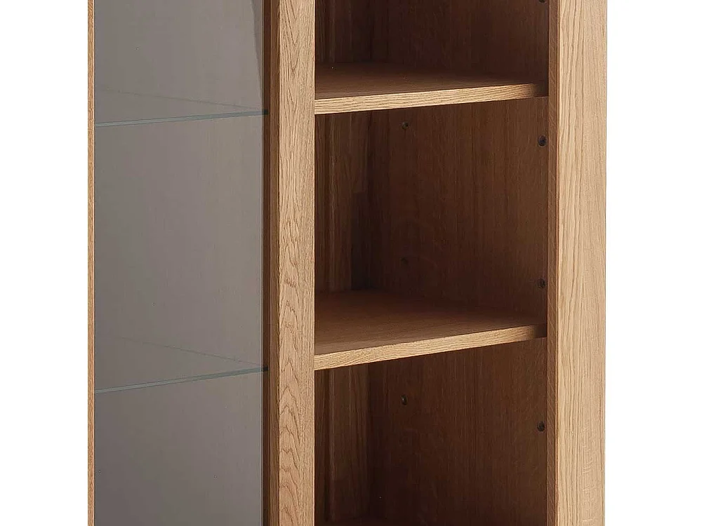 Vitrinenschrank Wohnzimmervitrine mit Glastür und zwei Schubladen