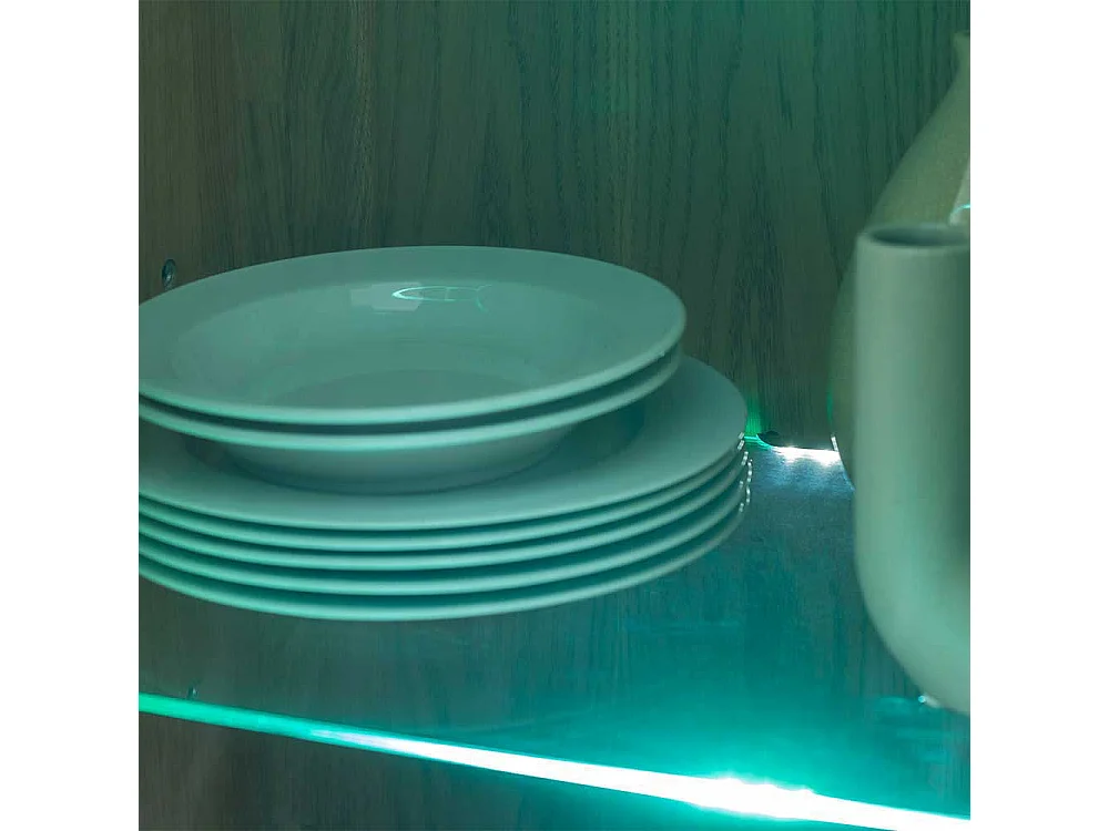 Vitrinenschrank Wohnzimmervitrine mit Glastür und zwei Schubladen