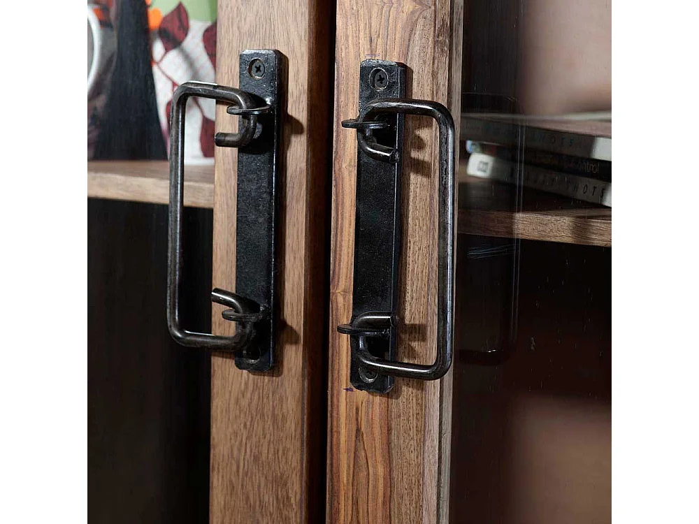 Vitrine aus Akazie Massivholz Used Look