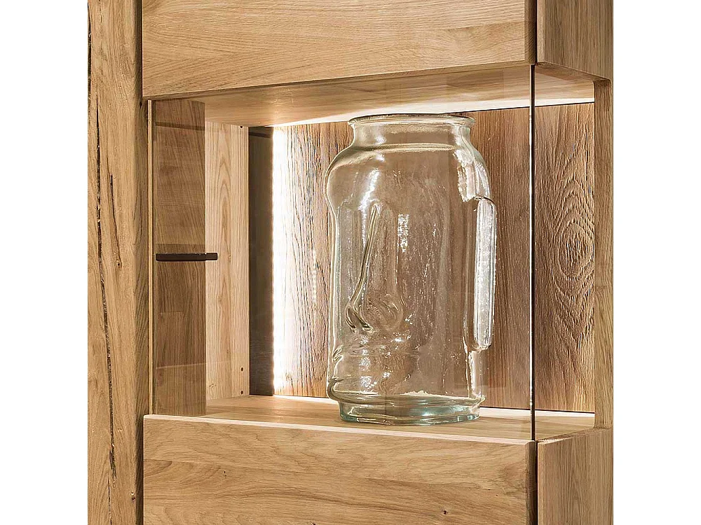 Vitrine in Wildeichefarben 150 cm hoch