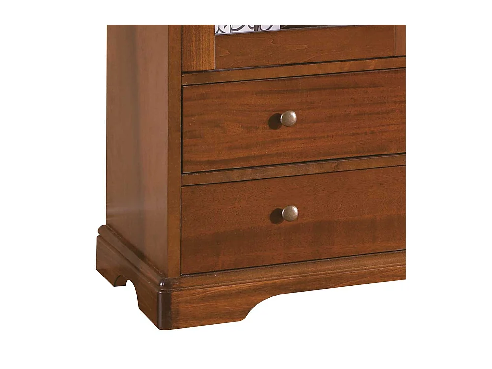 Klassische Vitrine Stilmöbel in Nussbaumfarben zwei Schubladen und Glastüren